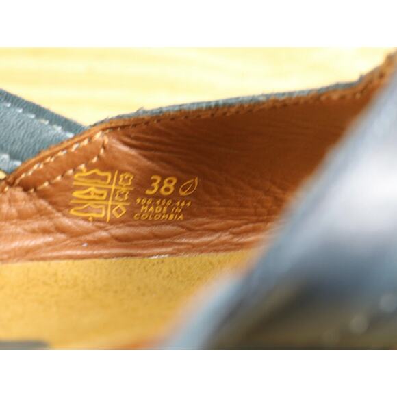 Sergio Tomani Sandals Womens Sz 7.5 Ada BlueLeather 38 Wedge Slip On Colombia - Picture 9 of 9